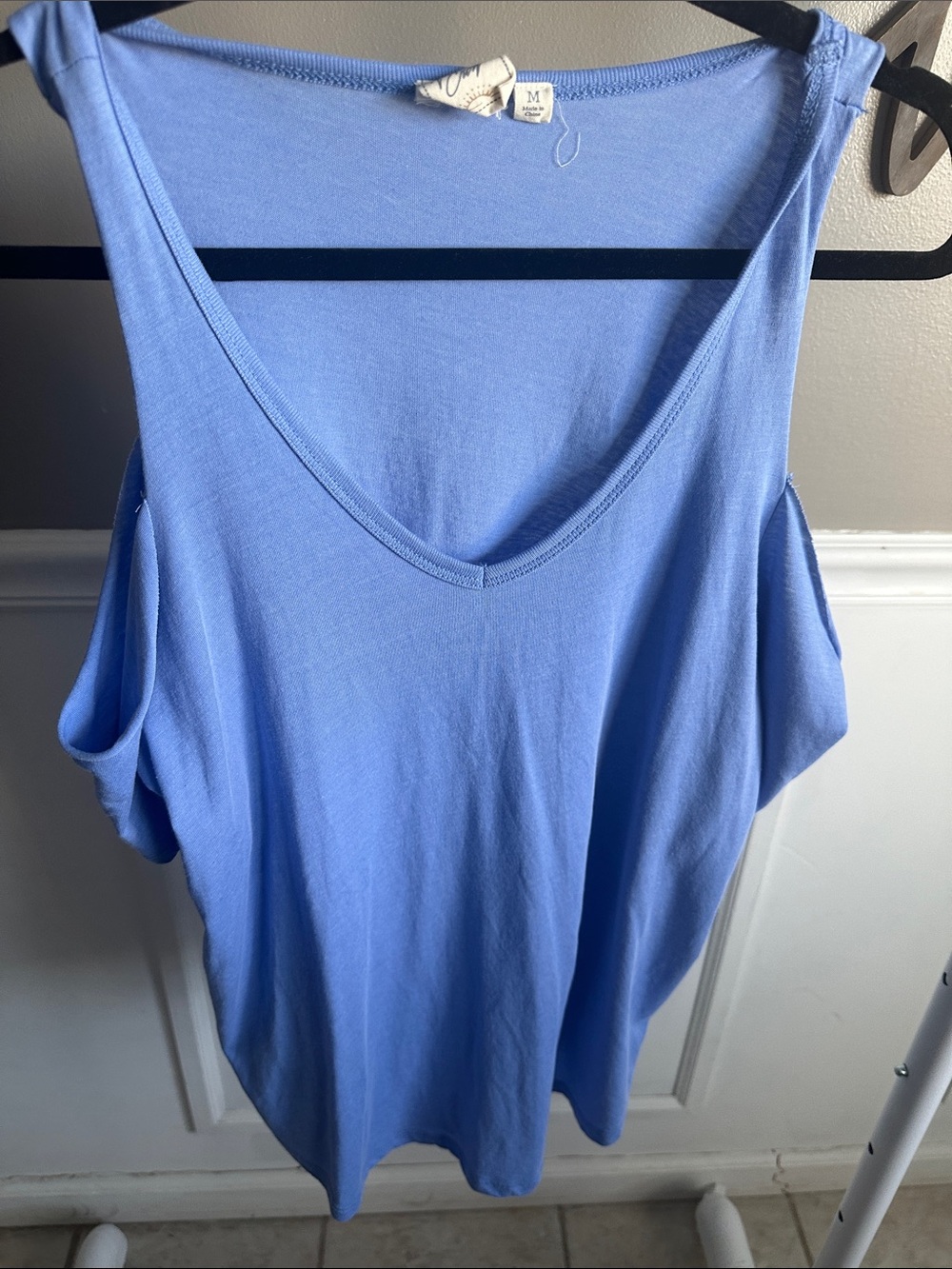 White Crow Lavender Cold-Shoulder V-Neck Tank